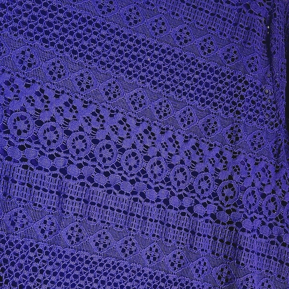 JM Collection Women's M Dark Purple Lace W Liner & 3/4 length Lace Sleeves - Picture 6 of 9